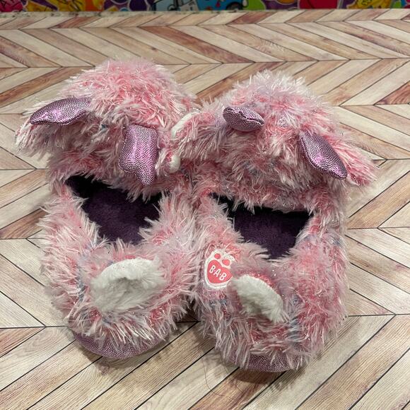 Girls Build A Bear Pink Glitter Reindeer Slippers Size L(4/5) - Picture 2 of 5